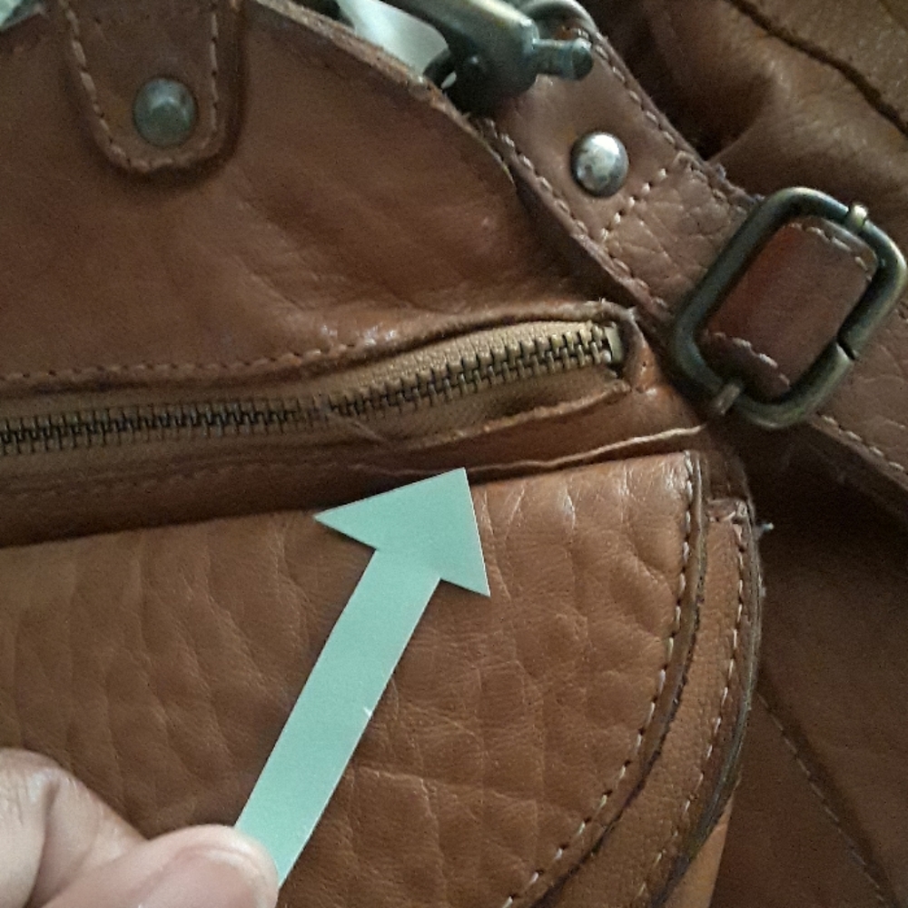 Leather purse,  needs repairs, light brown - Picture 3 of 12